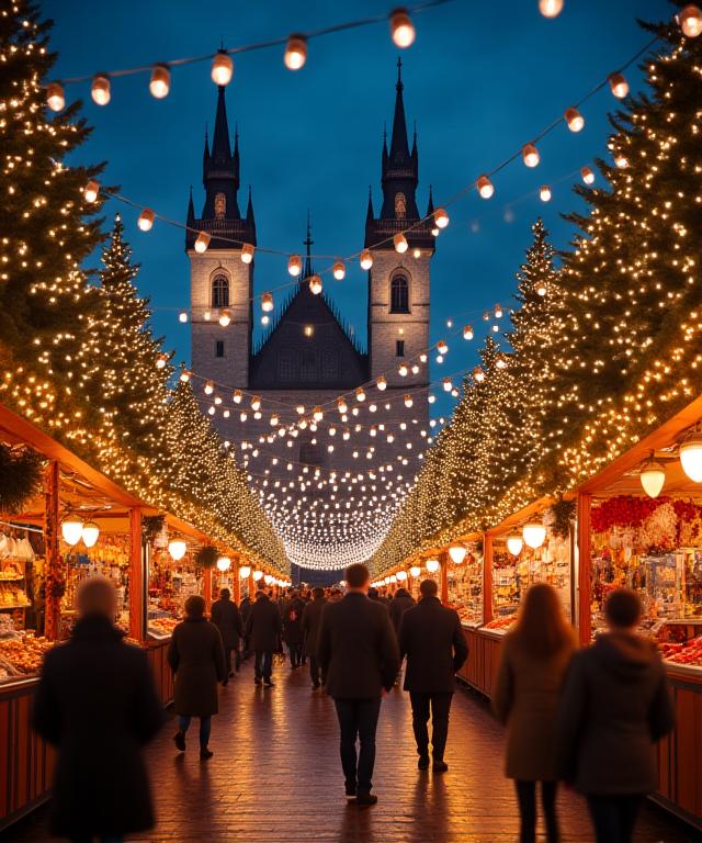 Weihnachtsmarkt in Wien bei Nacht